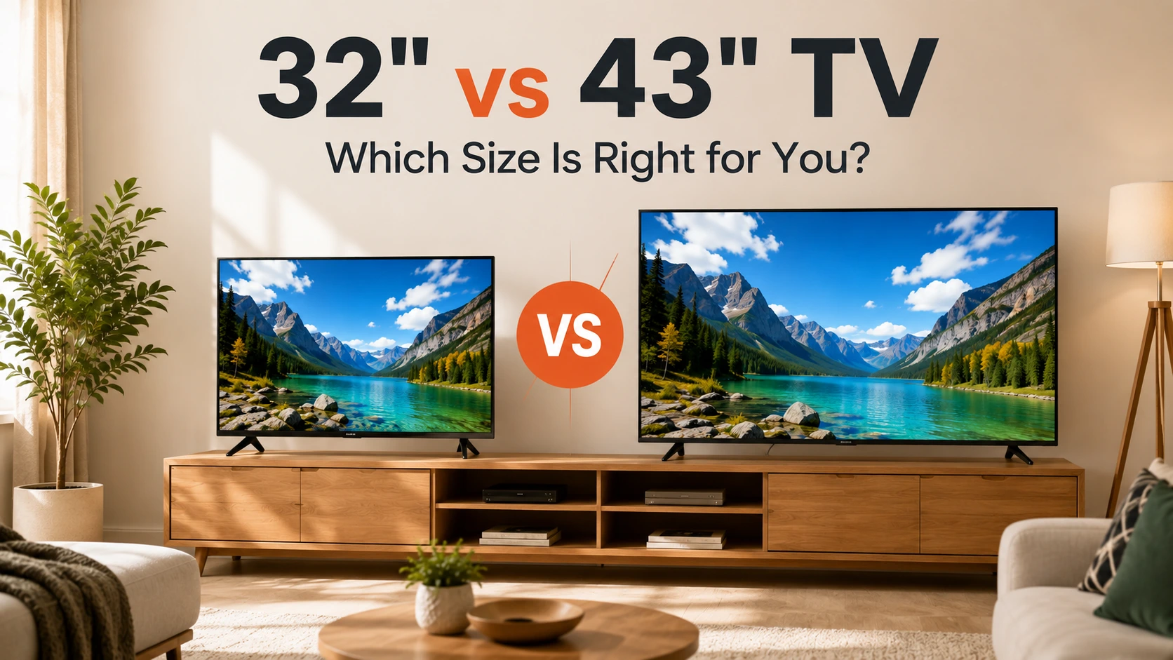 32 inch vs 43 inch TV size comparison for your room