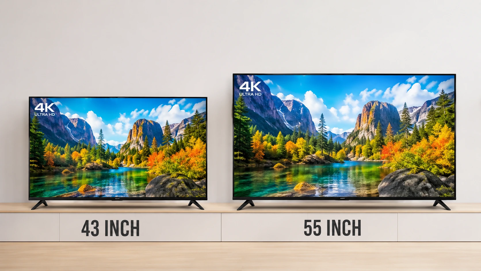 43 inch vs 55 inch TV size comparison for your living room