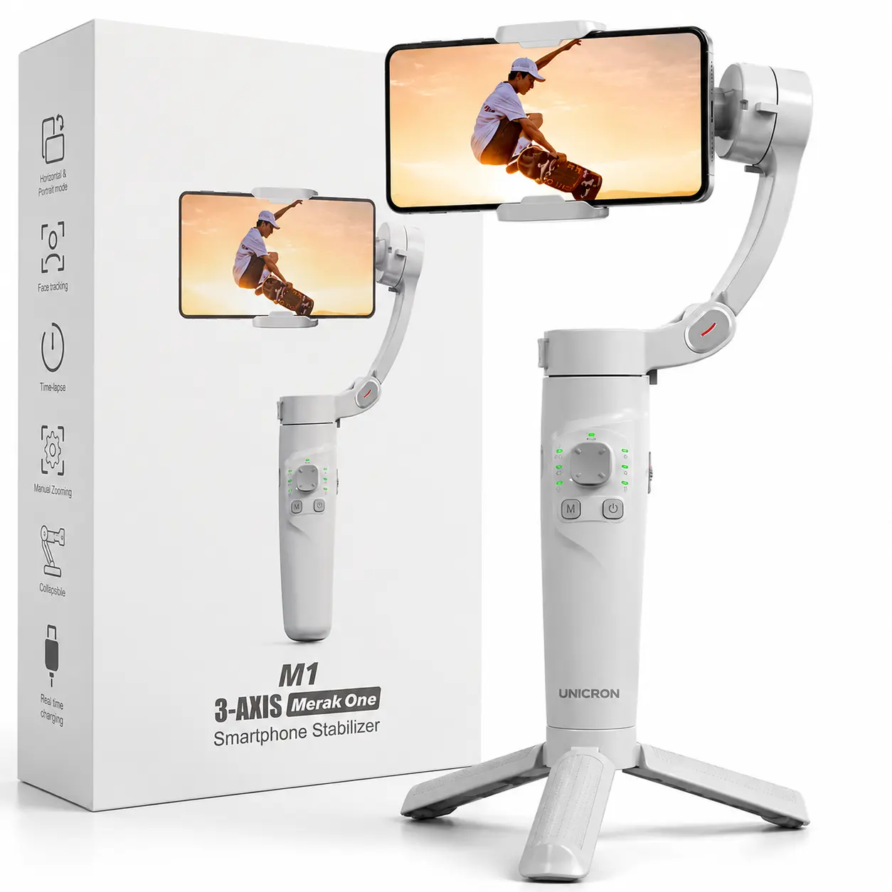 UNICRON M1 3-Axis Mobile Gimbal with Rod & Tripod